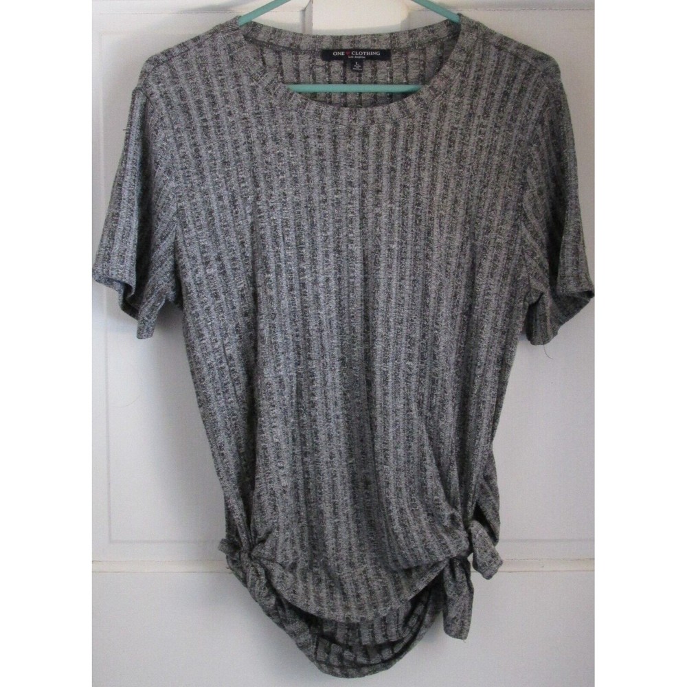 One Clothing Los Angeles Women's Gray Double Knot Short Sleeve Blouse Size L